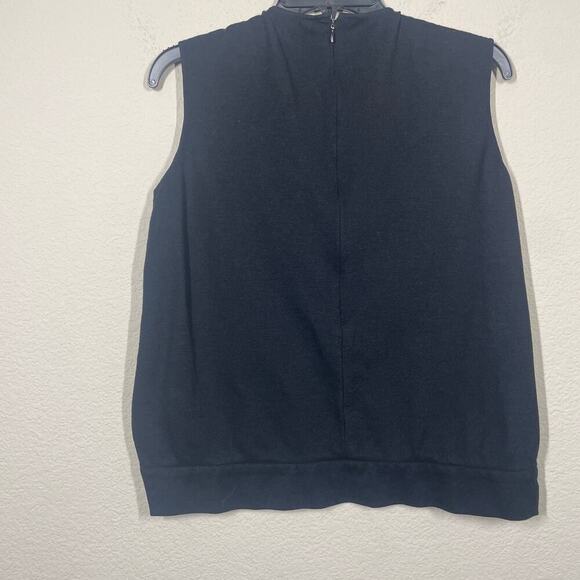 Derek Lam 6 Crochet Lace Shell Knit Wool Sweater Vest Black Geometric Sleeveless - Picture 6 of 8